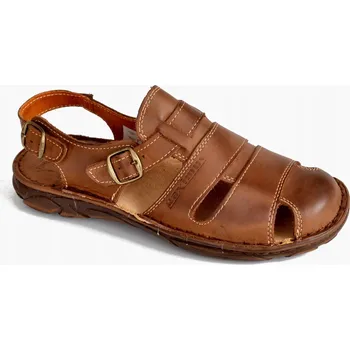 Dámské sandále Polské pohodlné kožené sandály Maximus 042 hnědé 41