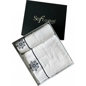 Ručník Soft Cotton - Dárková sada ručník a osuška Marine Lady, 2 ks, bílá