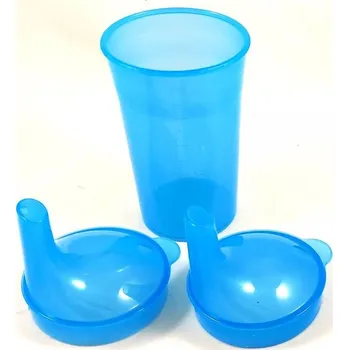 Sundo Hrnek se dvěma víčky se dvěma širokými dlouhými náustky, 250 ml, modrý