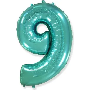 Balónek Balón foliový číslice tyrkysová - tiffany 102 cm - 9