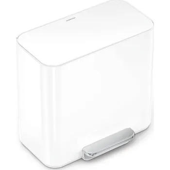 Odpadkový koš Simplehuman Dual Mini pedálový odpadkový koš na tříděný odpad 15 l, bílá ocel