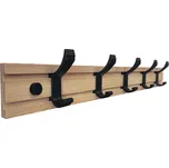 Walteco Bambusová věšáková lišta 550 × 70 mm, 5 háčků v matné černé