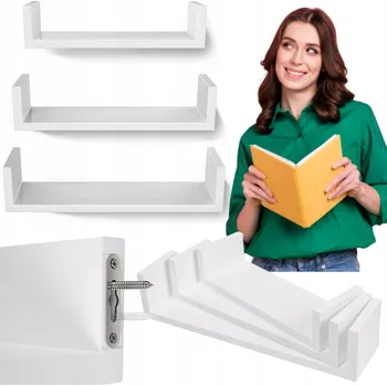 police Sada 3 ks nástěnných polic bílé SONGMICS