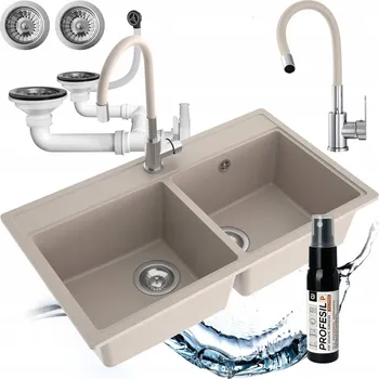 Granitový dřez Dvoukomorový dřez Milo Metro granit béžový