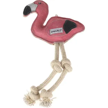 Hračka pro psa animALL Hračka Plameňák kůže s provazem růžový 18 × 36 cm