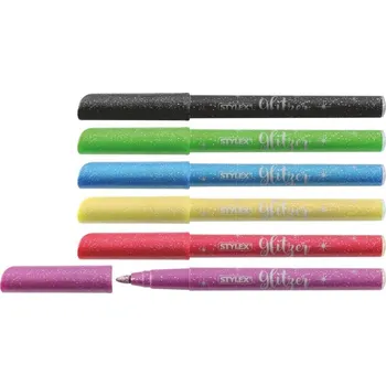 Stylex Glitter felt tip pens, 6 základních barev