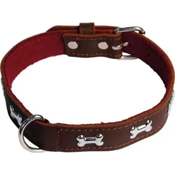 Obojek pro psa Cobbys Pet Obojek z originální kůže zdoben kostičkami hnědý 35cm × 2,5cm