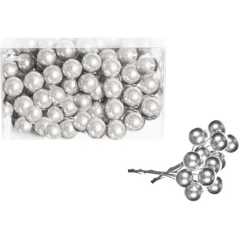 LAALU Vánoční dekorace - přízdoby kulaté, stříbrné, 4 cm, 120 ks