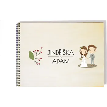 Fotoalbum Svatební fotoalbum kreslený pár s šípky