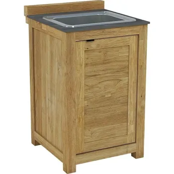 Zahradní stůl Sunfun Zoe Kuchyňský modul, 58 × 94 cm, teakové dřevo, keramika, nerez