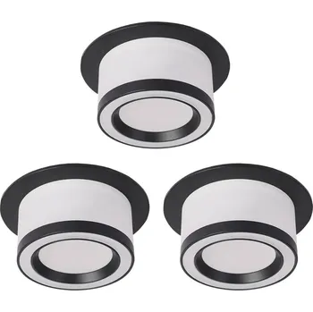 Žárovka Luxera Prezent Atta set 3 ks GU10 50 W, stropní zapuštená bodovka, černá