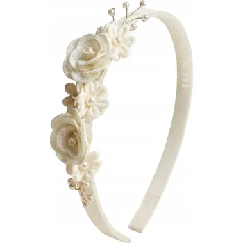 Čelenka Společenská čelenka do vlasů pro dívky s květinami – krémová