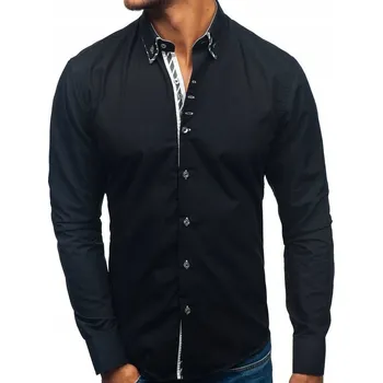 Pánská košile Bolf pánská košile casual s dlouhým rukávem slim střih bavlna velikost M