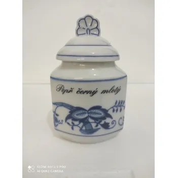 Dóza na potraviny Cibulák Dózička na koření 0,20l Pepř černý mletý Originál Český porcelán Dubí