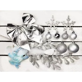 LAALU Vánoční ozdoby - sada NEBESKÉ STŘÍBRO, na stromky 120 - 210 cm