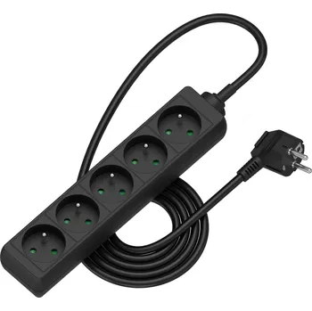 Elektrická zásuvka AlzaPower prodlužovací přívod 230V 5 zásuvek 1.5m černý