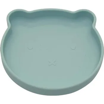 Talíř Bo Jungle silikonový talíř s přísavkou Bear Pastel Blue