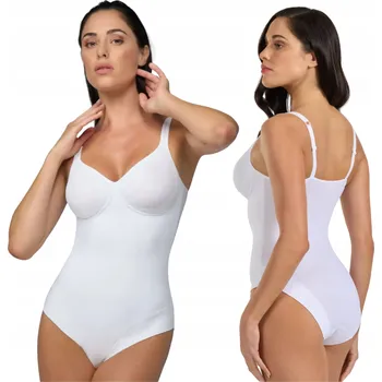 Body Dámské stahovací body modelující břicho, bez kostic, bílé 80C