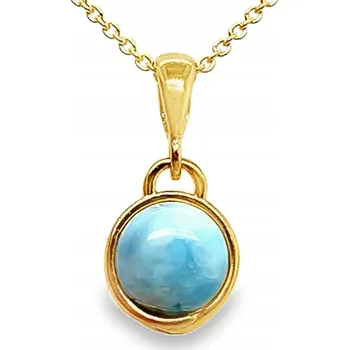 Přívěsek WISIOREK srebrny pozłacany ZÁVĚS S LARIMAREM MODRÝ ZLATÝ FILM