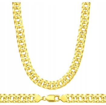 Řetízek ZLATÝ ŘETÍZEK PÁNSKÝ ROMBO DVOJITÝ PANCR 55 cm PLNÝ 4 mm STŘÍBRO 925