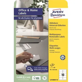 Papír Avery Zweckform L4744REV-10 snímatelné samolepící etikety