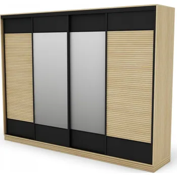 Šatní skříň EMeblast Skříň Dub Gaja SLAMS 320 x 244 x 64 cm černá skříň se zrcadlem