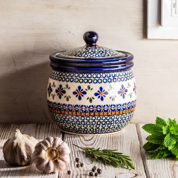 Dóza na potraviny Keramická dóza (nádoba) na potraviny Bolesławiec - dek. DU60