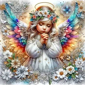 Diamantové malování Norimpex Andílek s duhovými křídly 30 × 40 cm