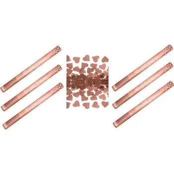 Konfeta Párty konfety Sada 6 ks, 60 cm, metalické růžovo zlaté / rose gold srdce svatba