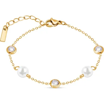 Náramek PARIS 3177 Náramek perla a zirkon chirurgická ocel pozlacený Ellami