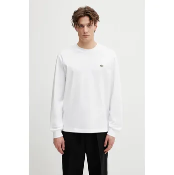 Pánské tričko Bavlněné tričko s dlouhým rukávem Lacoste, L, bílá, 00X