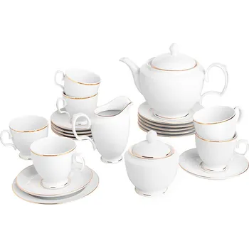 Talíř Porcelánová kávová sada MARIAPAULA ZLATÁ LINIE pro 6 osob (21 ks.)