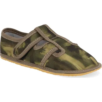 Dívčí bačkory Barefoot dětské přezůvky KTR - Maskáč zelené Velikost: 33