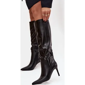 Dámské kozačky Boto Dámské kozačky na podpatku s páskem Lisanne Barva: Černá, Velikost: 38