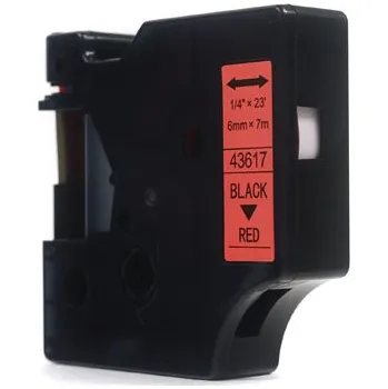 Pásek do tiskárny Náhradní páska JetWorld Dymo D1 černá na červené 6 mm x 7 m LM100, LM100+, LM200, LM300, LM400, LM420P, LM350, LM350D, LM360D, LM450D, LM260P, LM120P, LM500TS, LM160, LM210D, LM280, LM150, LM220 (43617)