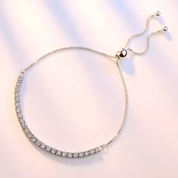 Náramek Bijavera Dámský štrasový náramek se zirkony nastavitelný, rhodium