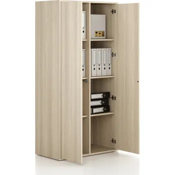 Kancelářská sestava Kancelářská skříň FRAME, 2x dveře, 872 x 450 x 1735 mm, PUSH-lock, dub přírodní