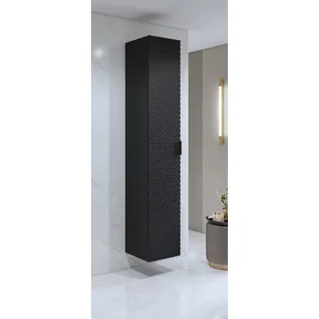 Koupelnový nábytek NALLON koupelnová vysoká skříňka 1D, černý onyx/černé pyramidky + vyzvednutí ZDARMA