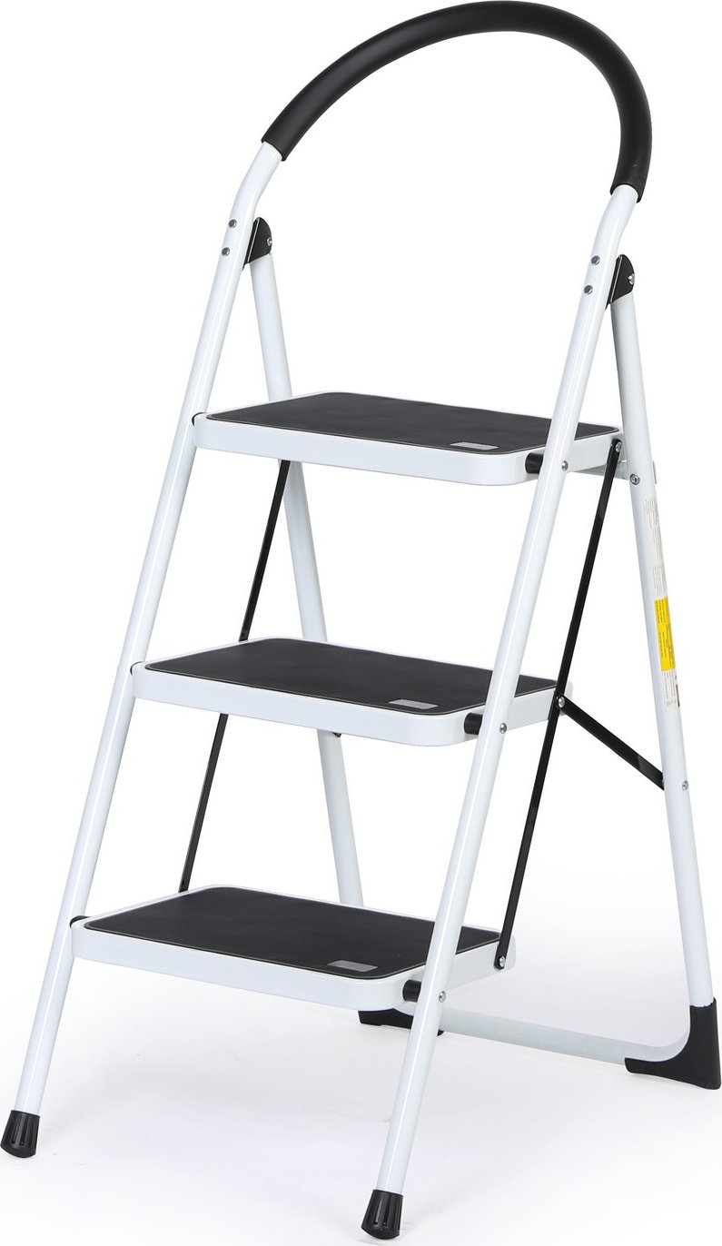 Ocelové skládací schůdky s pěnovým madlem, 700 mm, 3 stupně