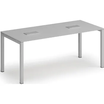 Konferenční stolek Jednací stůl PRIMO SQUARE, 180x80 cm, šedá + 2x stolní zásuvka TYP II, stříbrná