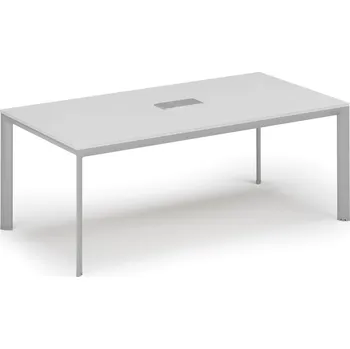 Kancelářská sestava Jednací stůl PRIMO INVITATION, 240x120 cm, bílá + stolní zásuvka TYP VI, stříbrná