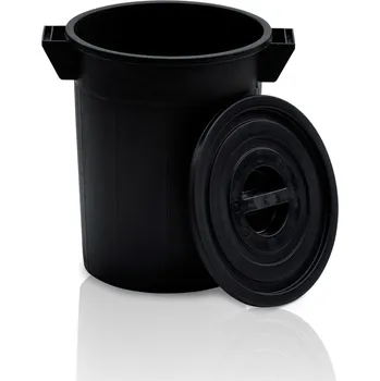 Sud Plastová nádoba s víkem, 50 l, regranulát, černá