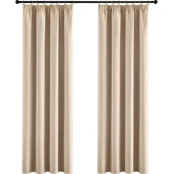 Závěs Zatemňovací závěsy MIULEE s volánkovou páskou tmavě béžové 140 x 225 cm 2 kusy