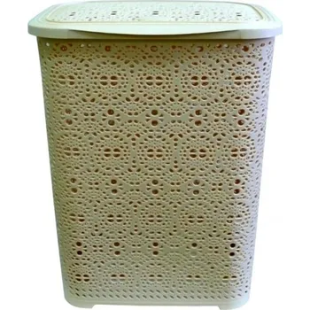 Koš na prádlo Mega Plast, Koš na prádlo MONAKO, 57 × 45 × 38 cm, krémový