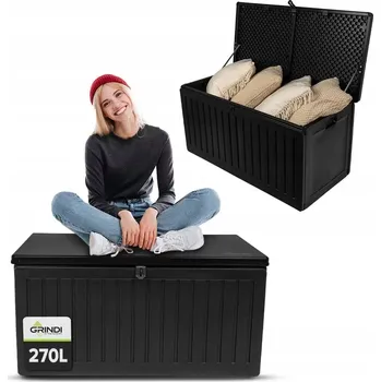 Úložný box Zahradní úložný box GRINDI IN THE GARDEN 270 l plast černý