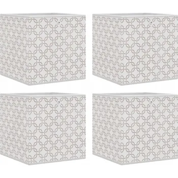 Úložný box Skládací krabice, 4 ks, krémové, 32x32x32 cm, netkaná textilie