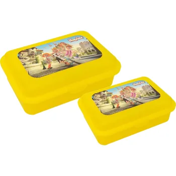 Svačinový box Sada svačinových boxů, 2 dílná, Hurvínek ulice žlutý