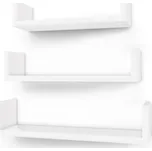 Nástěnná police Lila (set 3 ks), 40/35/30 cm, bílá