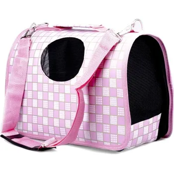 Taška pro psa a kočku animALL Taška pink squares M 40 × 21 × 27 cm