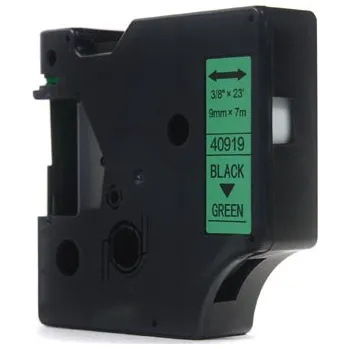 Pásek do tiskárny Náhradní páska JetWorld Dymo D1 černá na zelené 9 mm x 7 m LM100 , LM120, LM150, LM160, LM200, LM210, LM210D, LM220, LM260, LM260P, LM260D, LM280, LM300, LM350, LM360D, LM420P, LM500TS (40919) (S0720740)